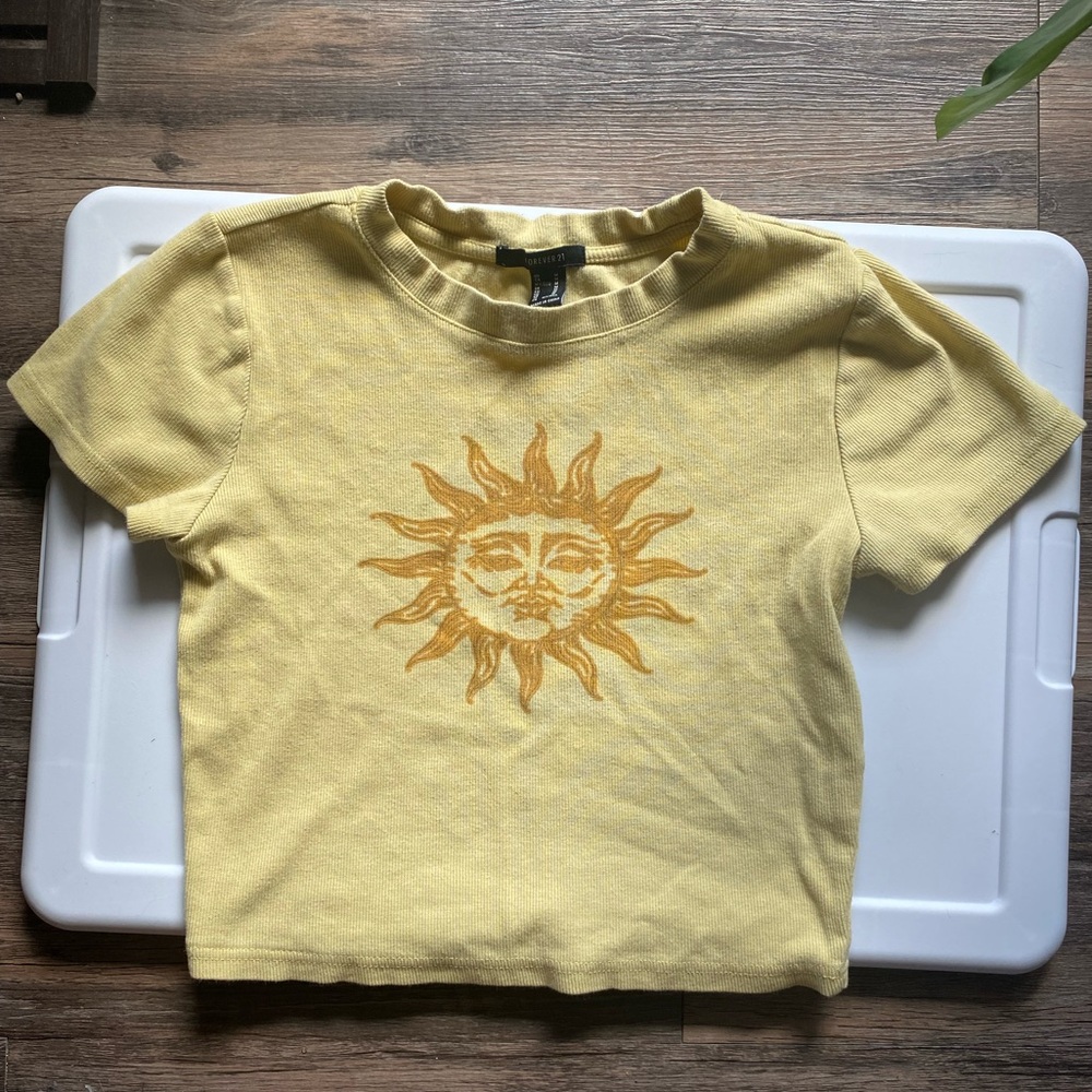 yellow cute hippie crop shirt